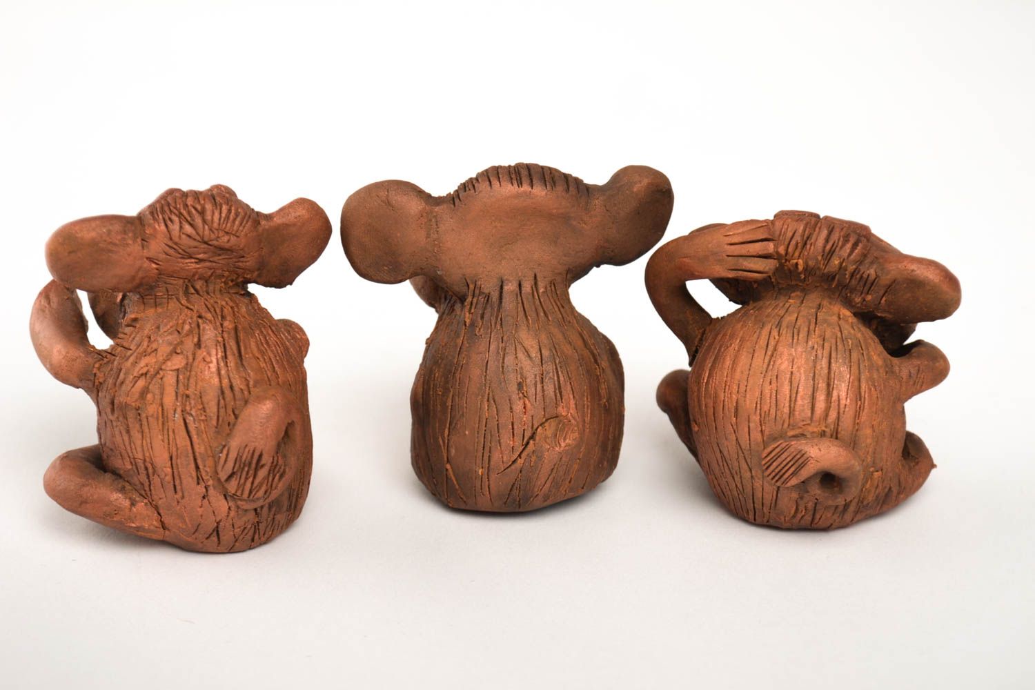 Фигурки ручной работы набор 3 шт статуэтки для декора фигурки животных мартышки фото 3