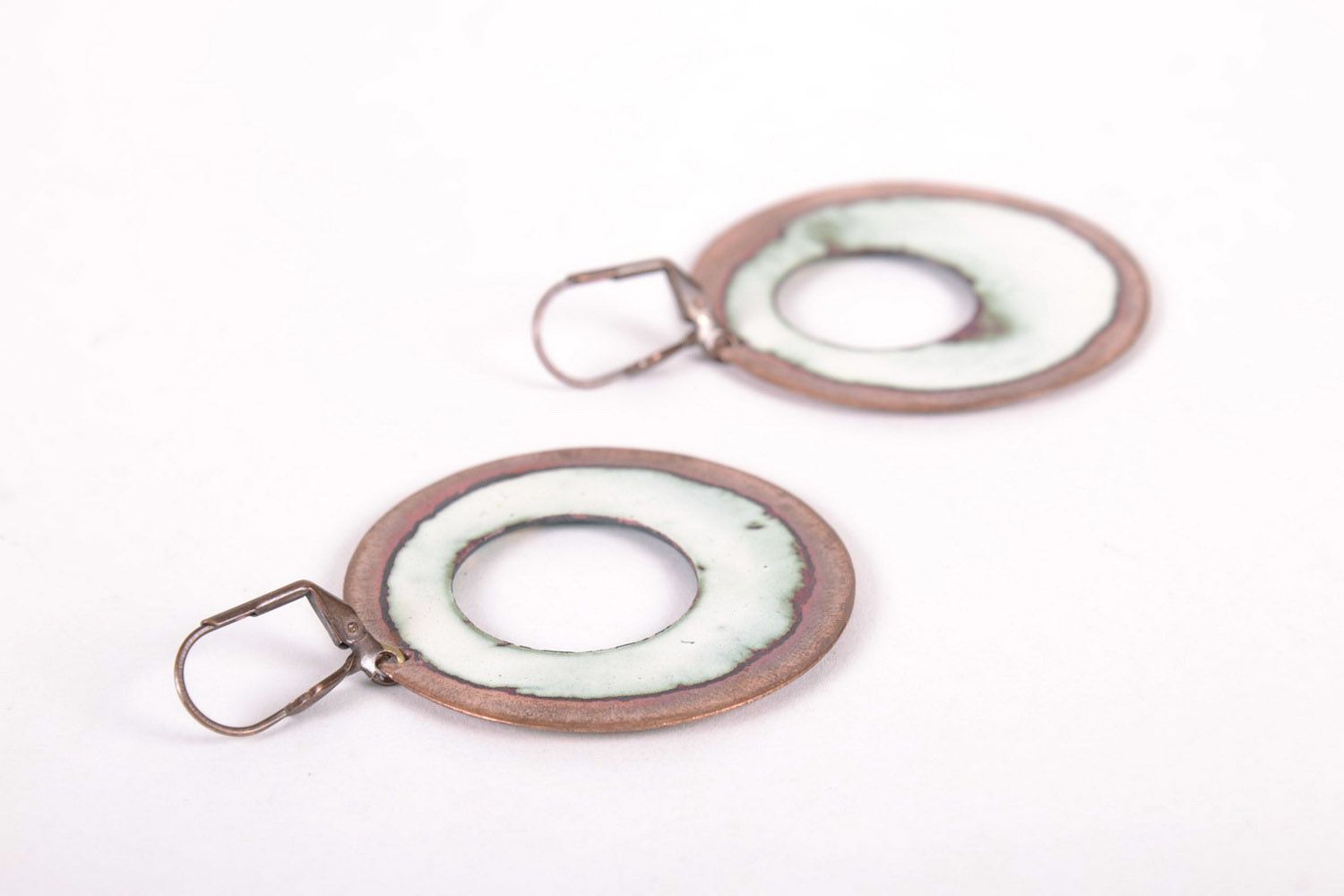 Round copper earrings photo 3