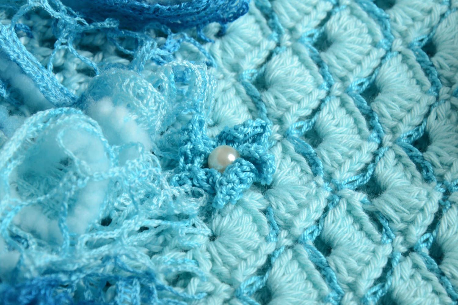 Jupe fille fait main Jupe tricot au crochet design bleu clair Vêtement fille photo 5