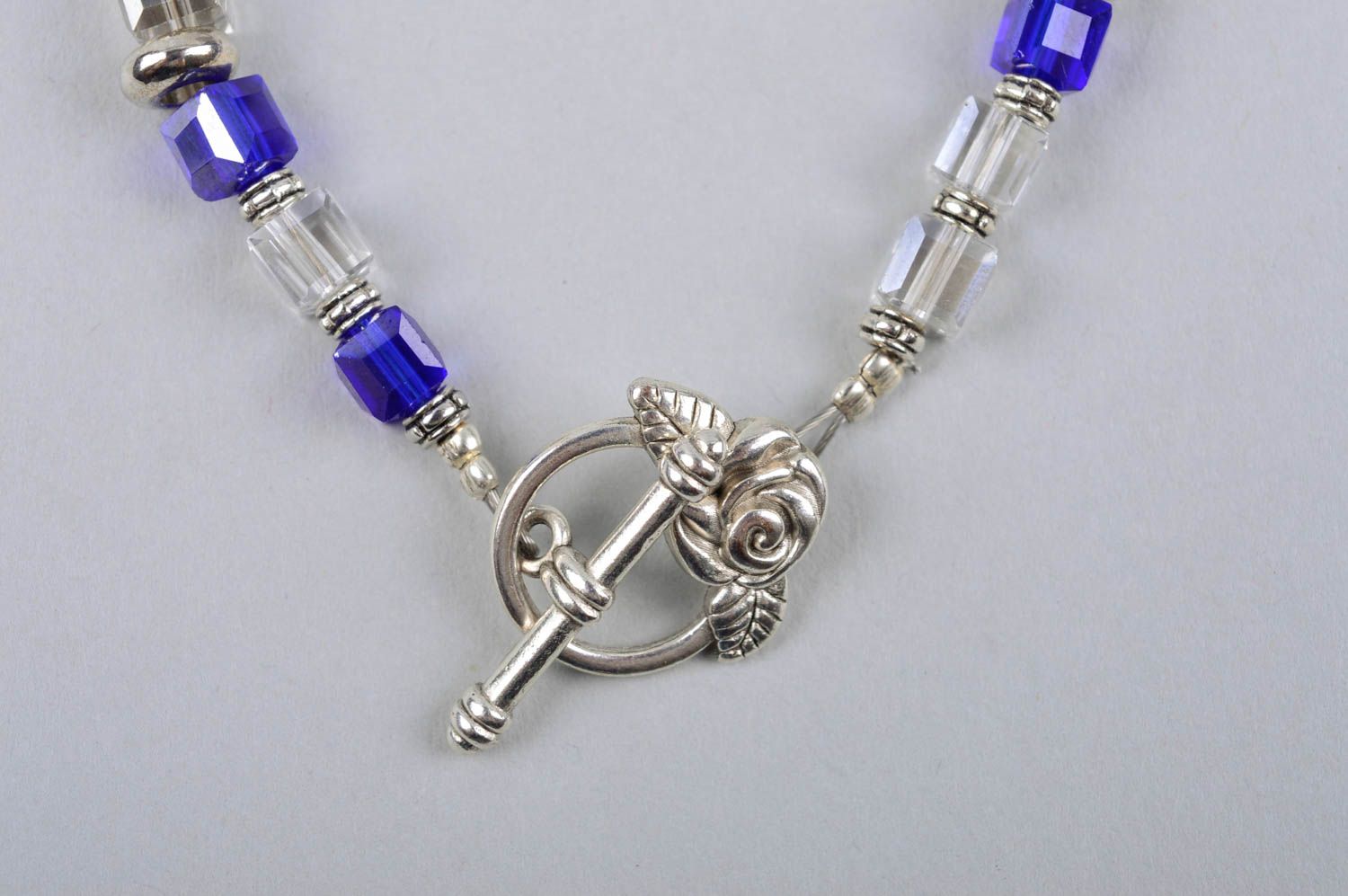 Bracelet cristaux et métal Bijou fait main bleu élégant Cadeau pour femme photo 5