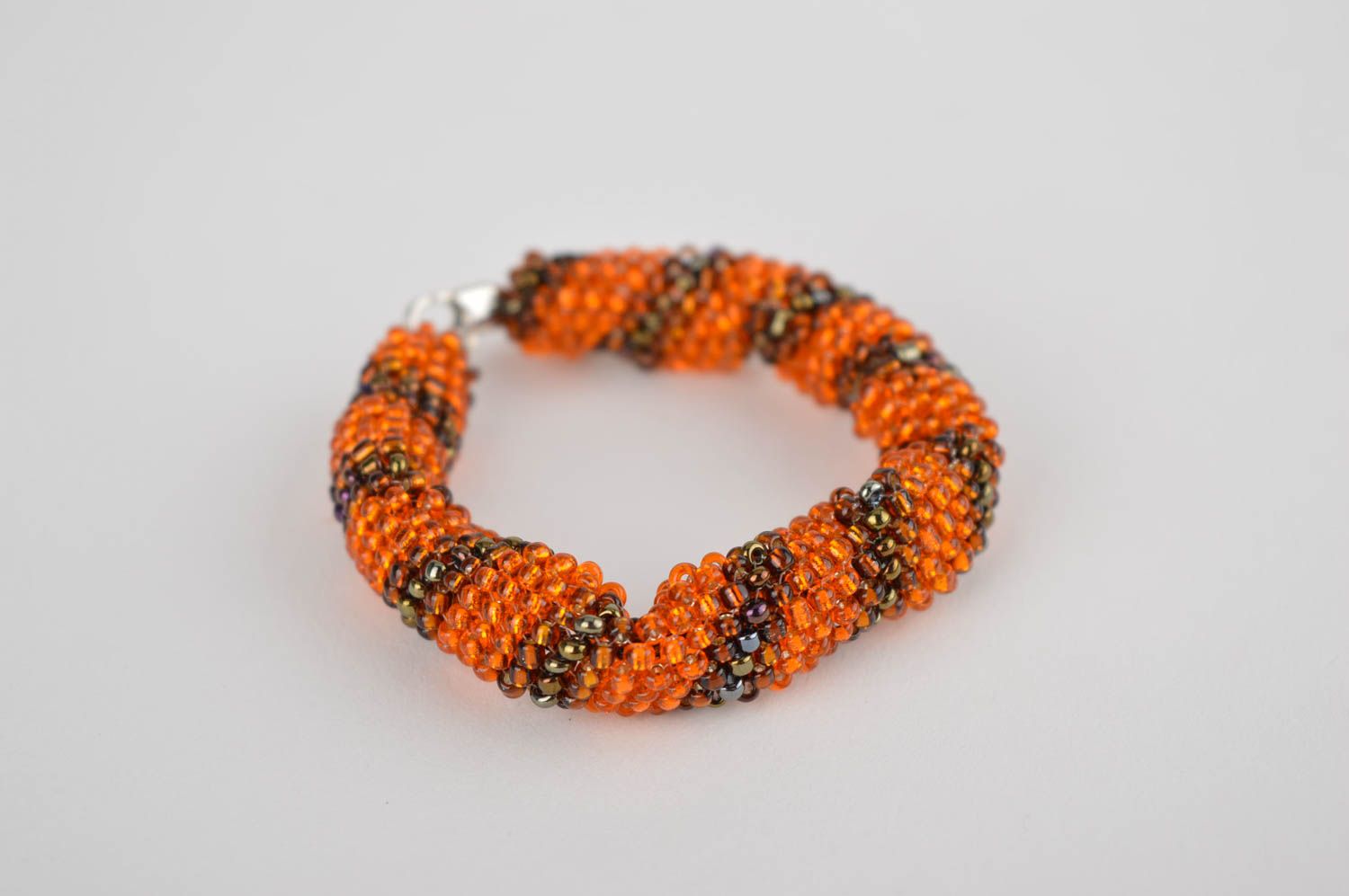 Handmade orange beads cord bracelet for women photo 4