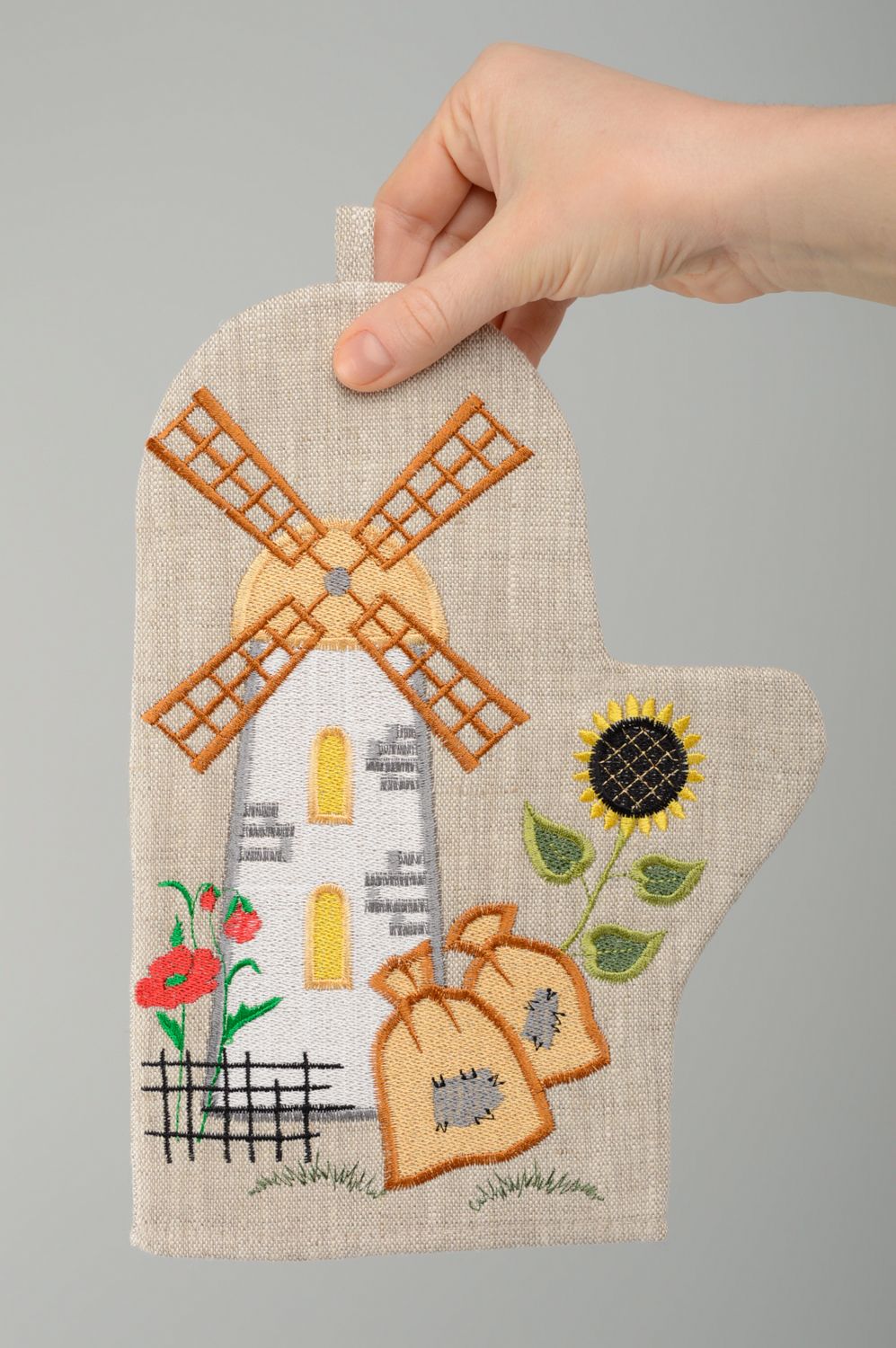 Handmade hot pot holder with embroidery photo 3
