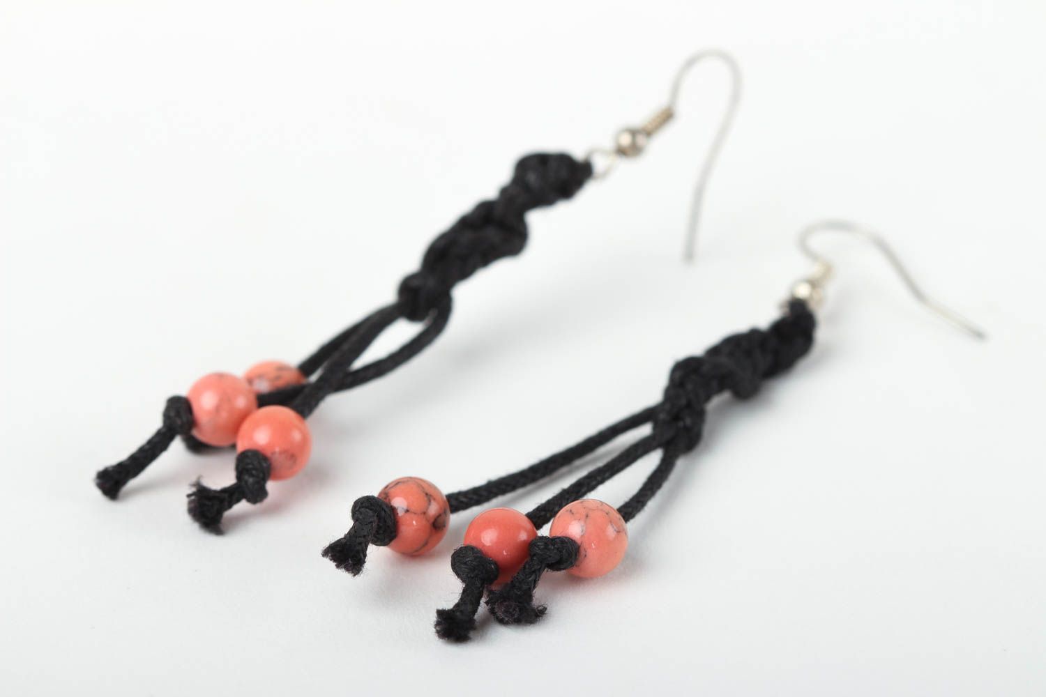 Stylish handmade cord earrings gemstone bead earrings beaded earrings design photo 3