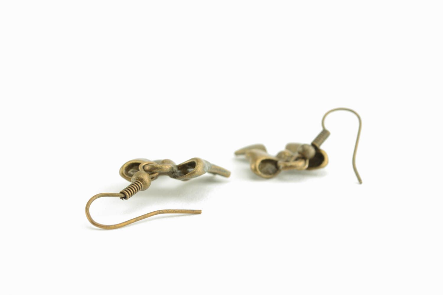 Metal earrings Bows photo 4