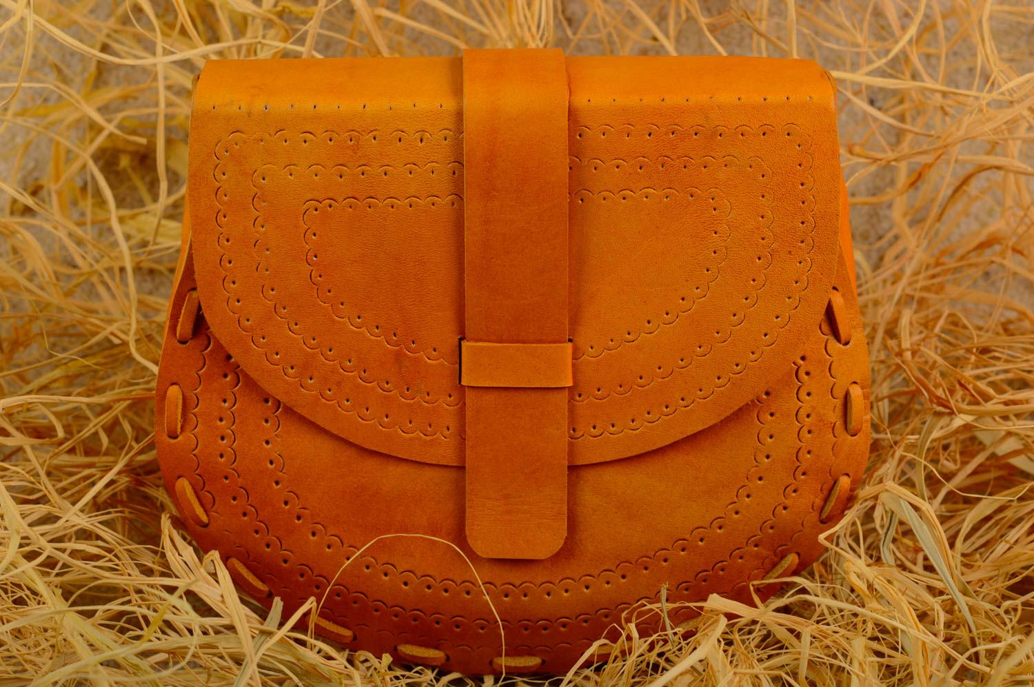 Shoulder bag handmade leather purse brown ladys bag laconic purse nice gift photo 1