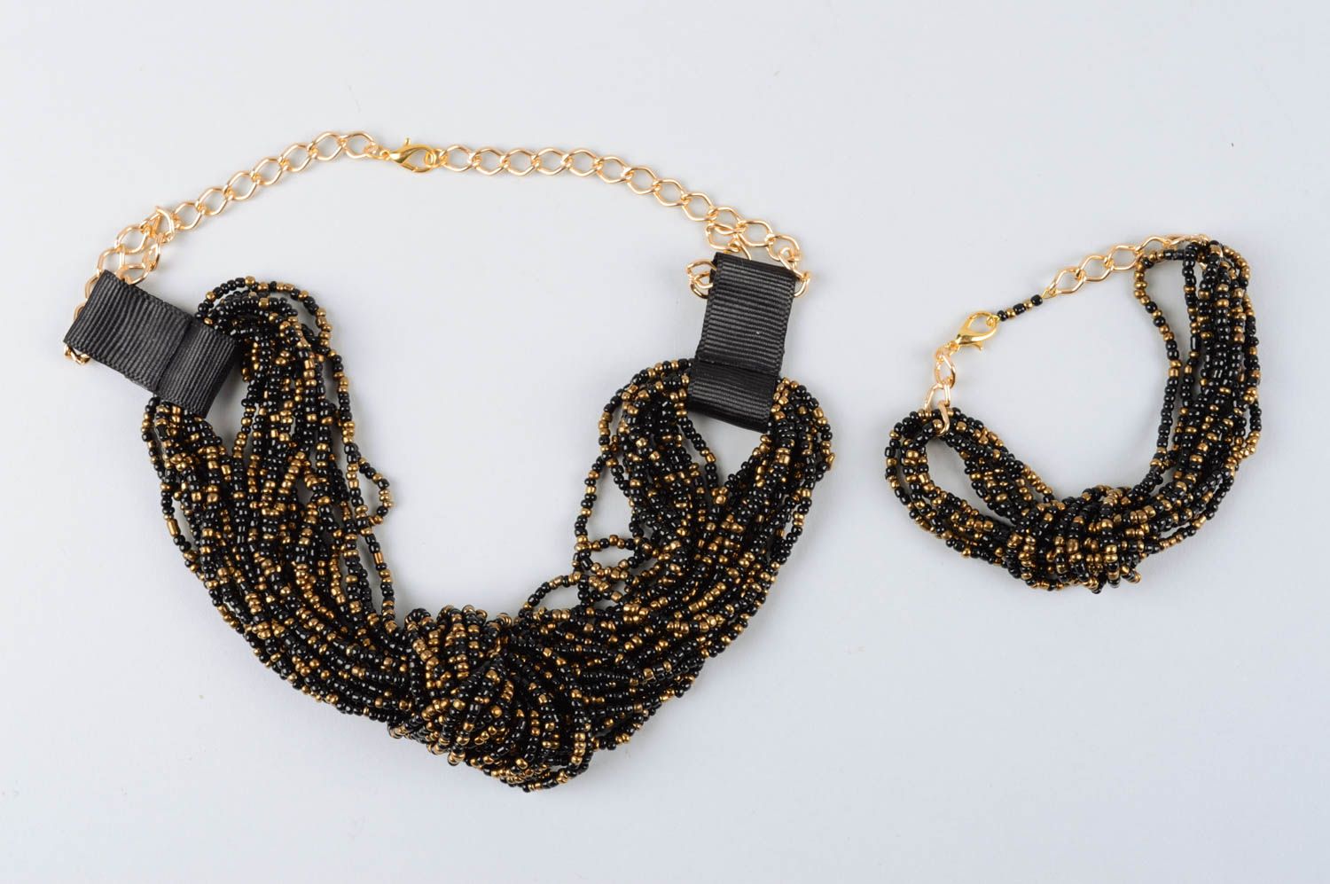 Unusual handmade beaded necklace beaded bracelet designs artisan jewelry set photo 2