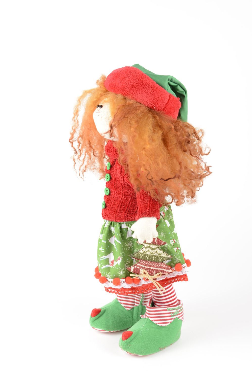 Grande Poupée de chiffon Jouet fait main décoratif fille rousse Cadeau original photo 4