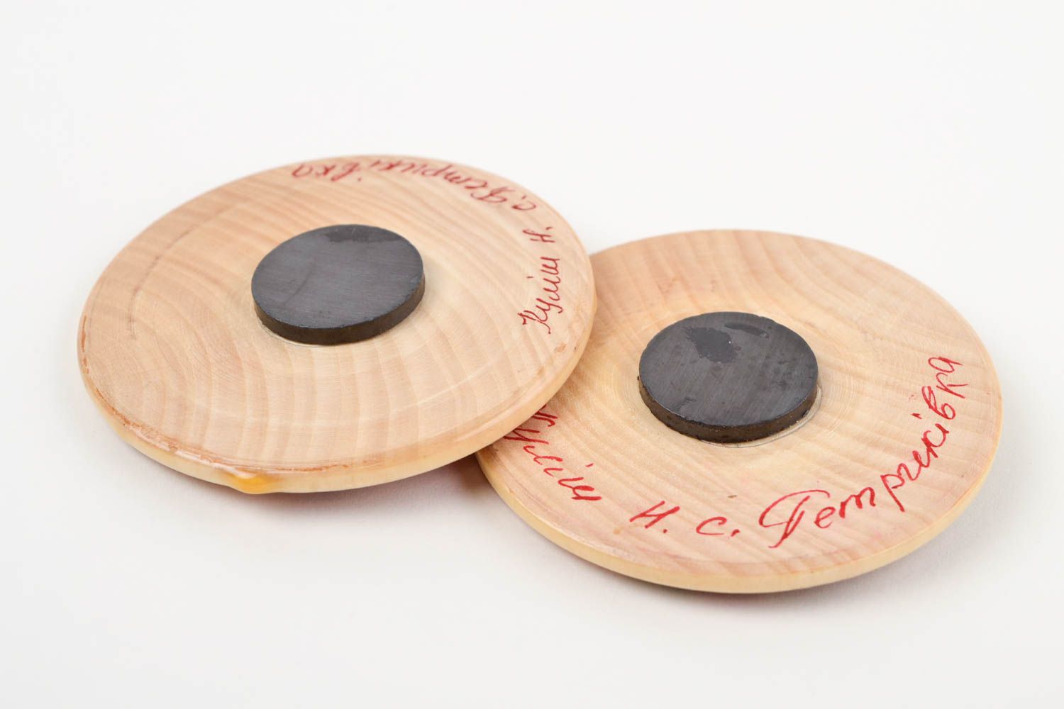 Magnets frigo ronds fait main Aimants frigo en bois motifs Déco cuisine photo 5