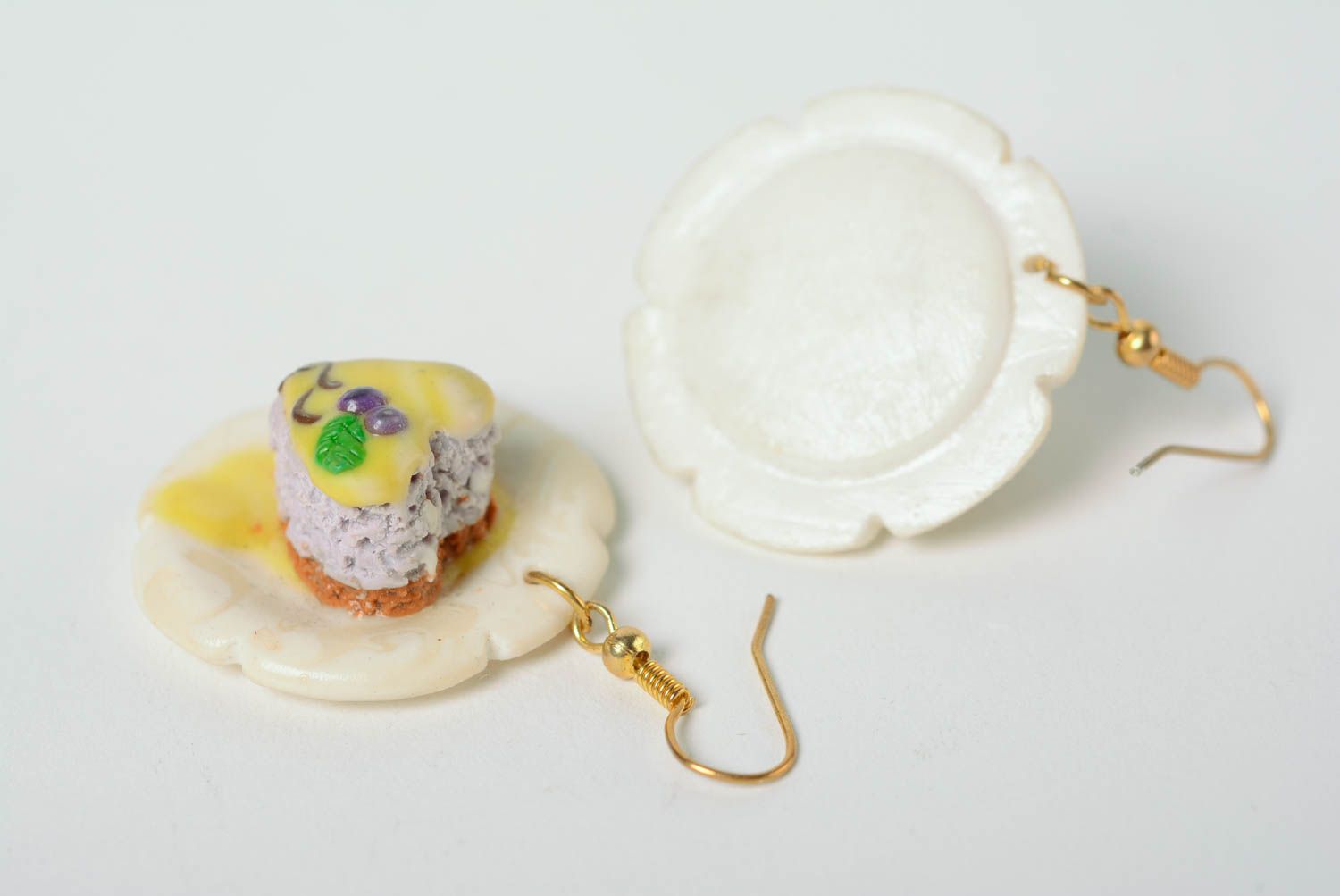 Unusual handmade designer earrings made of polymer clay bright accessory photo 5