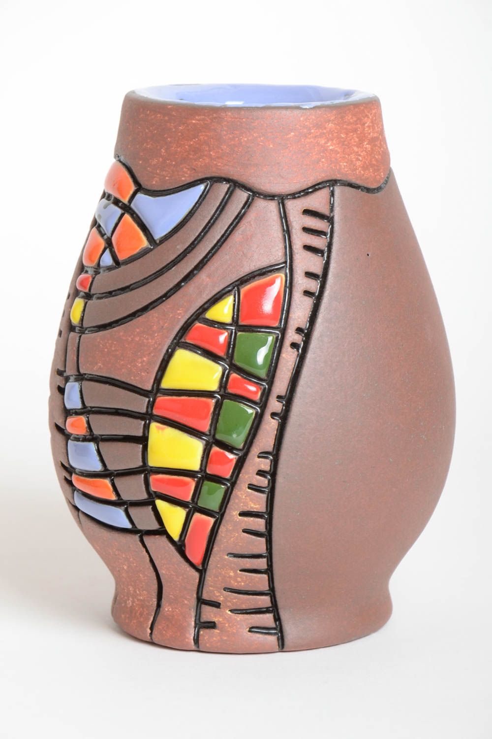 6 inches ceramic vase in classic style brown color 20 oz 1,47 lb photo 2