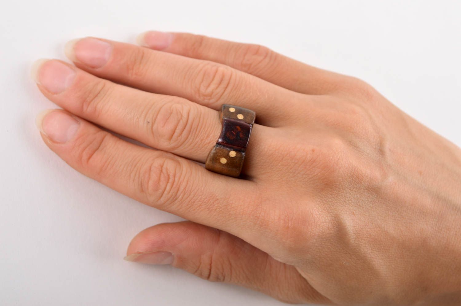 Украшение ручной работы женское кольцо деревянное украшение дизайнерское фото 5