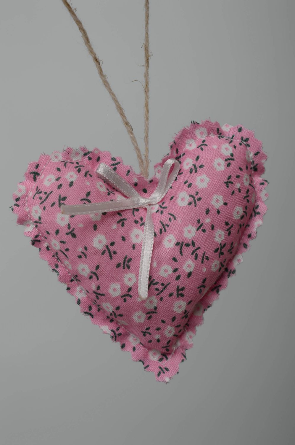 Colgante decorativo Corazón de tela de flores foto 1