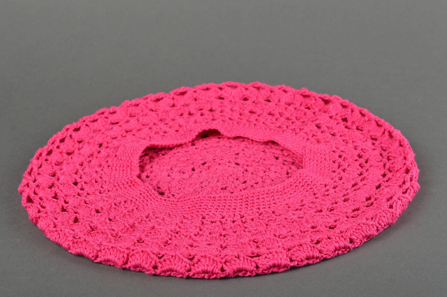 Вязаная шапка для детей ручная работа весенняя шапка берет детский розовый фото 3