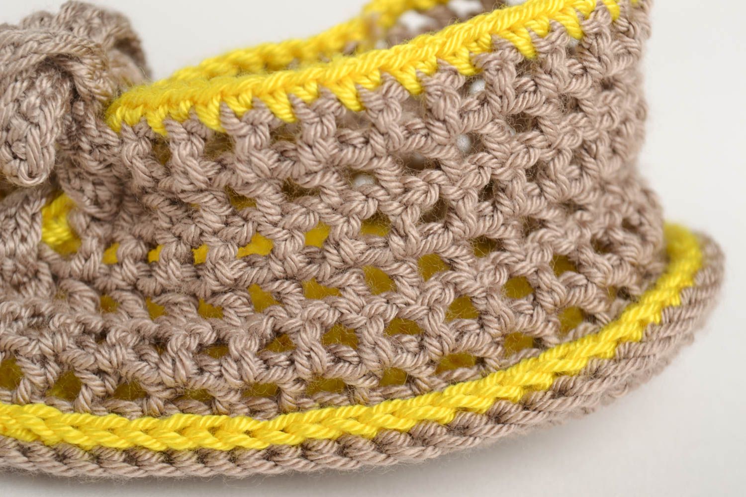 Handmade Baby Sandalen gehäkelte Babyschuhe Geschenk für Kleinkinder gelb beige foto 3