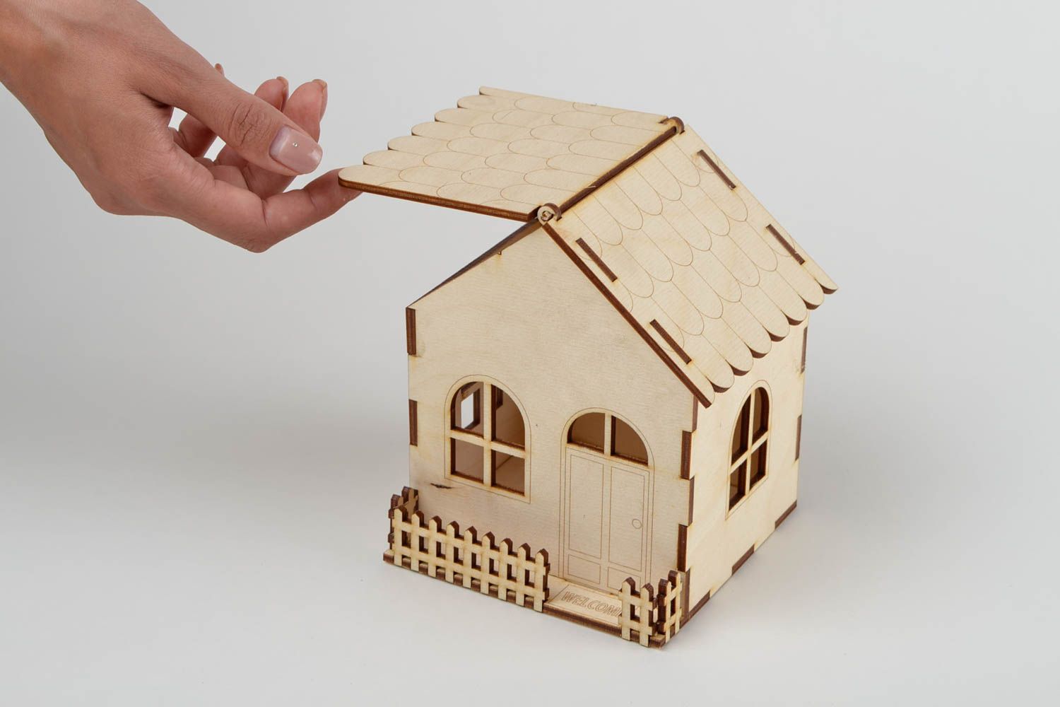 Handmade Holz Schatulle Spielzeug Haus Figur zum Bemalen klein Holz Rohling foto 2