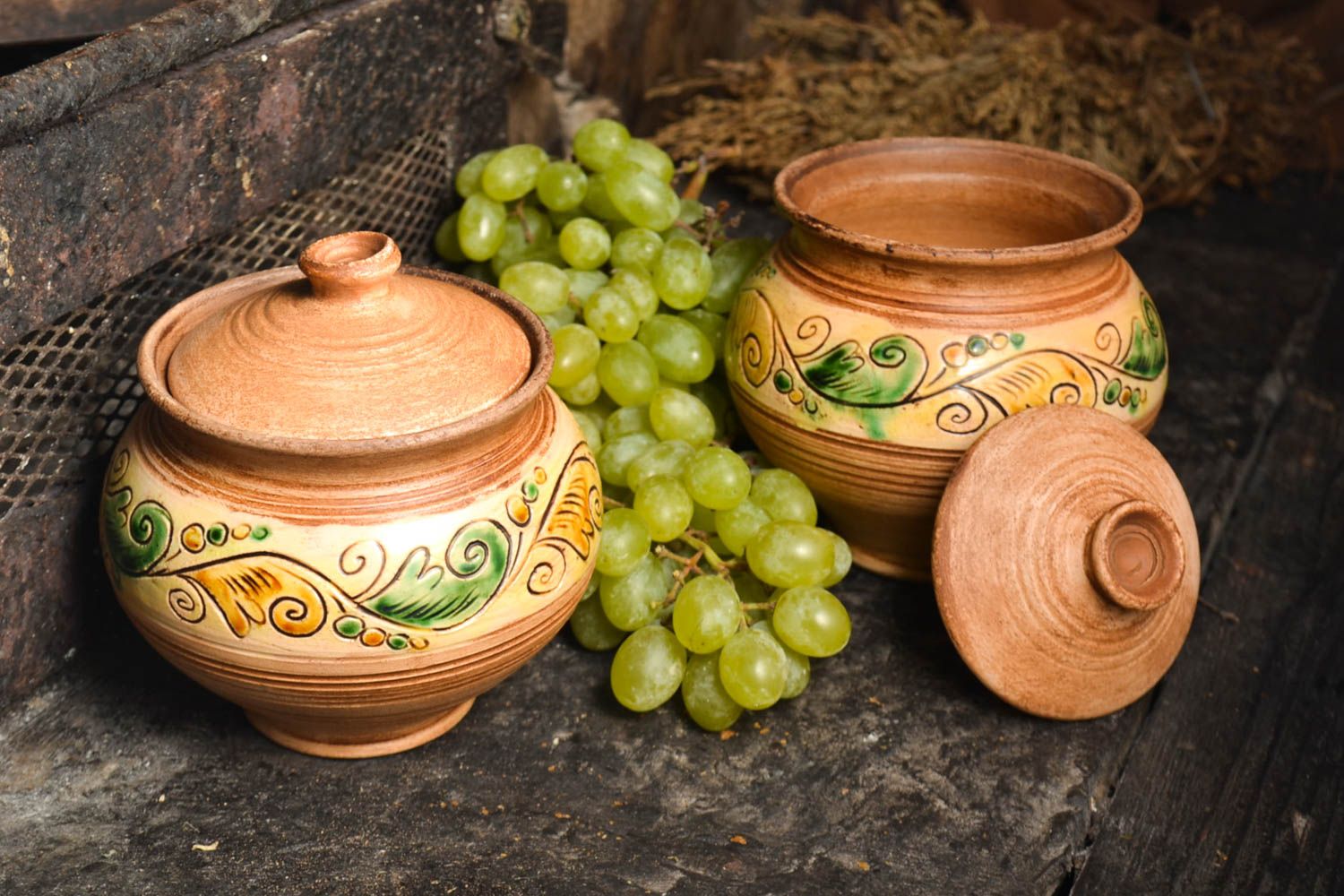 Conjunto de 2 potes con tapa tarros de cerámica artesanales utensilios de cocina foto 1