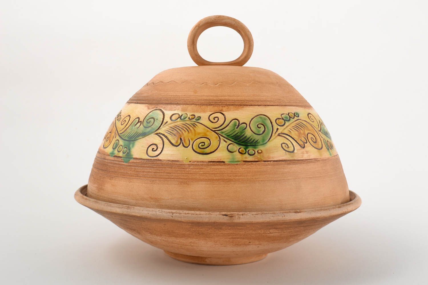 Beurrier céramique fait main Vaisselle poterie peinte Outil de cuisine original photo 2