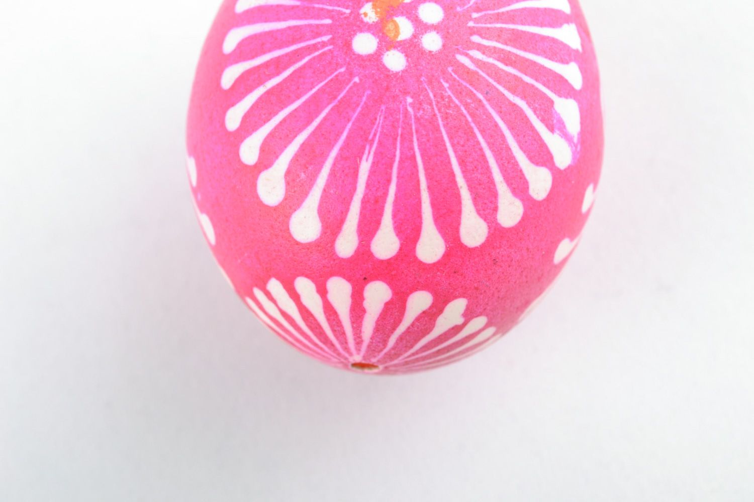 Bright pink Easter egg painted with melted wax and aniline dyes for home decor photo 4