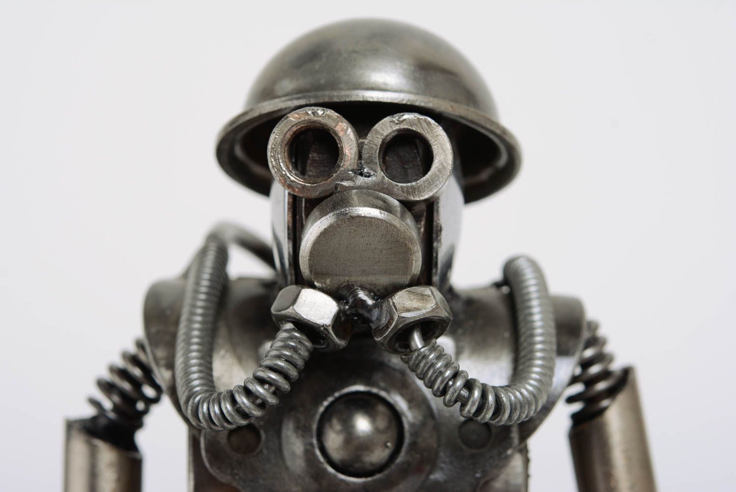 Handmade designer miniature metal figurine of robot in techno art style photo 2