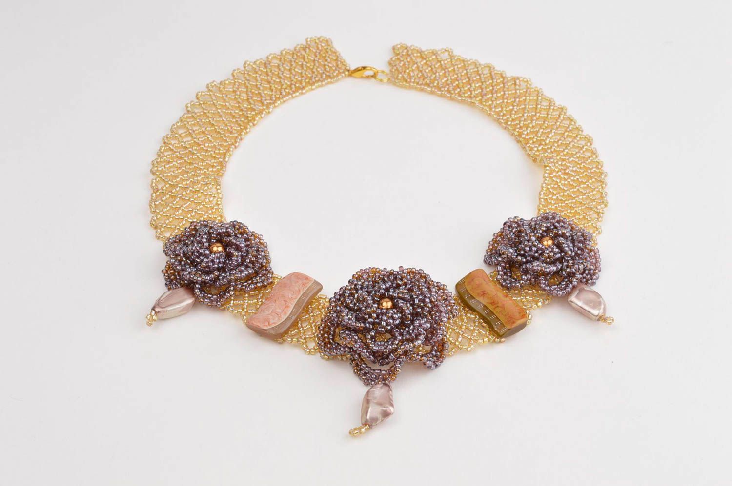 Flower necklace stylish bijouterie seed bead necklace fashion elegant necklace photo 3