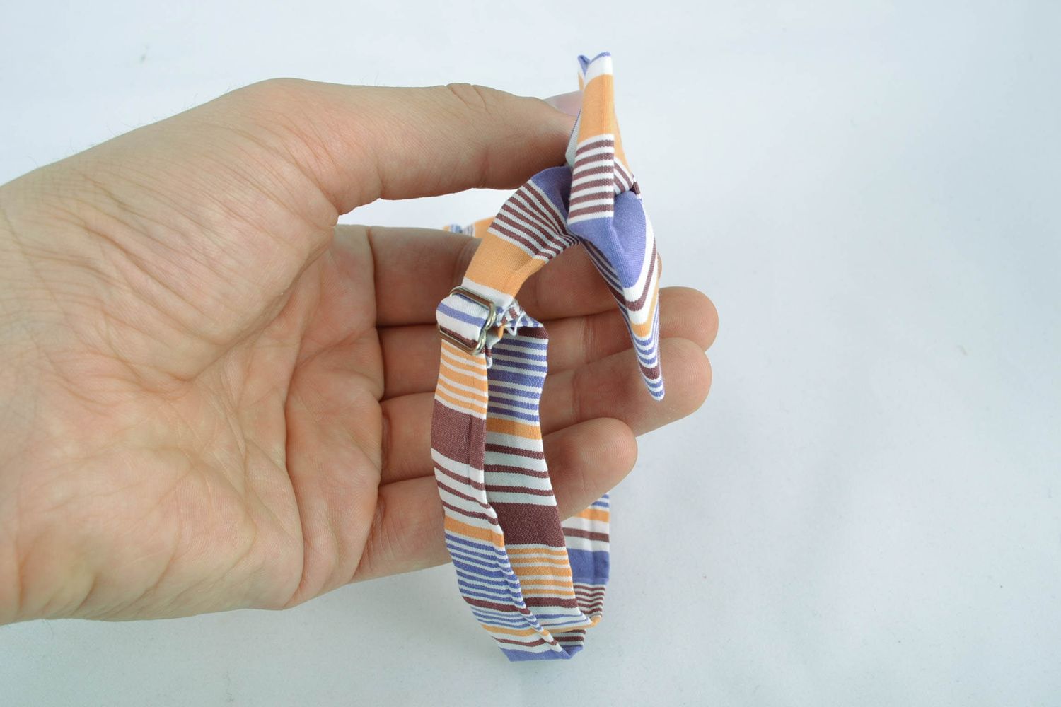 Striped fabric bow tie photo 2