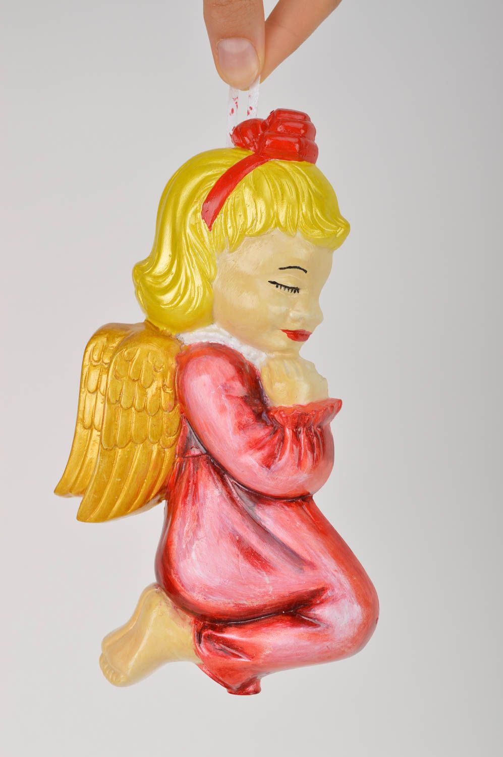 Figura de yeso artesanal decoración de hogar colgante decorativo Niña ángel  foto 5