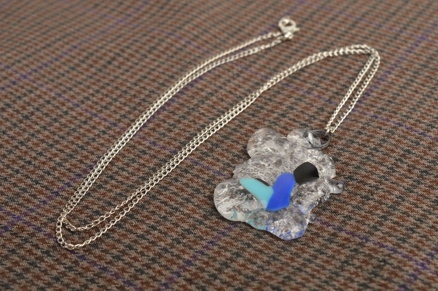 Halskette mit Anhänger handmade Ketten Anhänger Glasfusing Schmuck ausgefallen foto 1