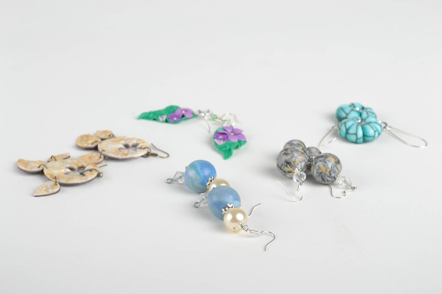 Handmade jewelry set 5 pairs of designer earrings polymer clay cool earrings photo 4
