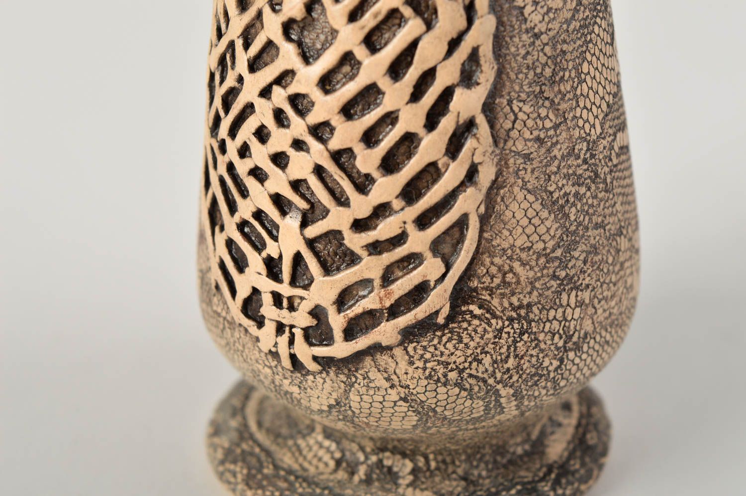 Handmade 6 inches ceramic decorative tube shape vase 0,45 lb photo 4