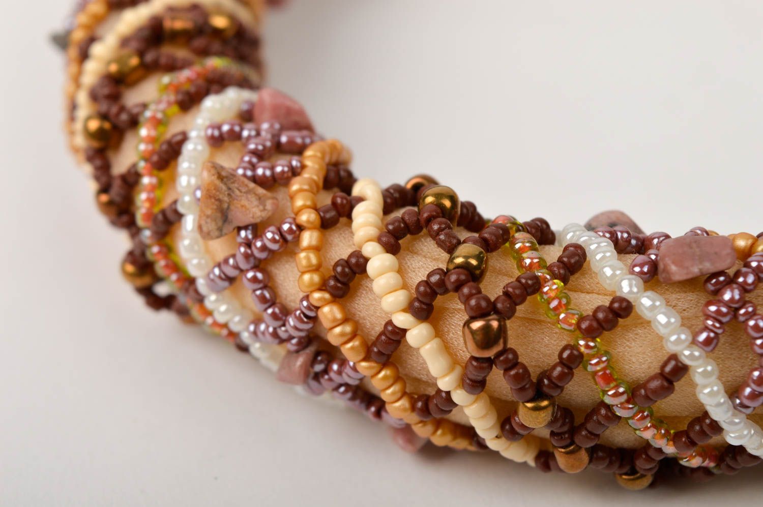 Collier original Bijou fait main textile perles de rocaille Cadeau femme photo 3