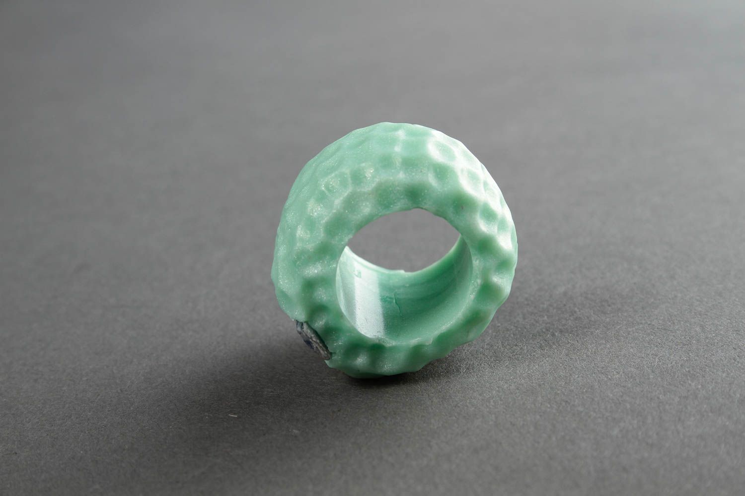 Кольцо ручной работы украшение из полимерной глины украшение кольцо мятное фото 5