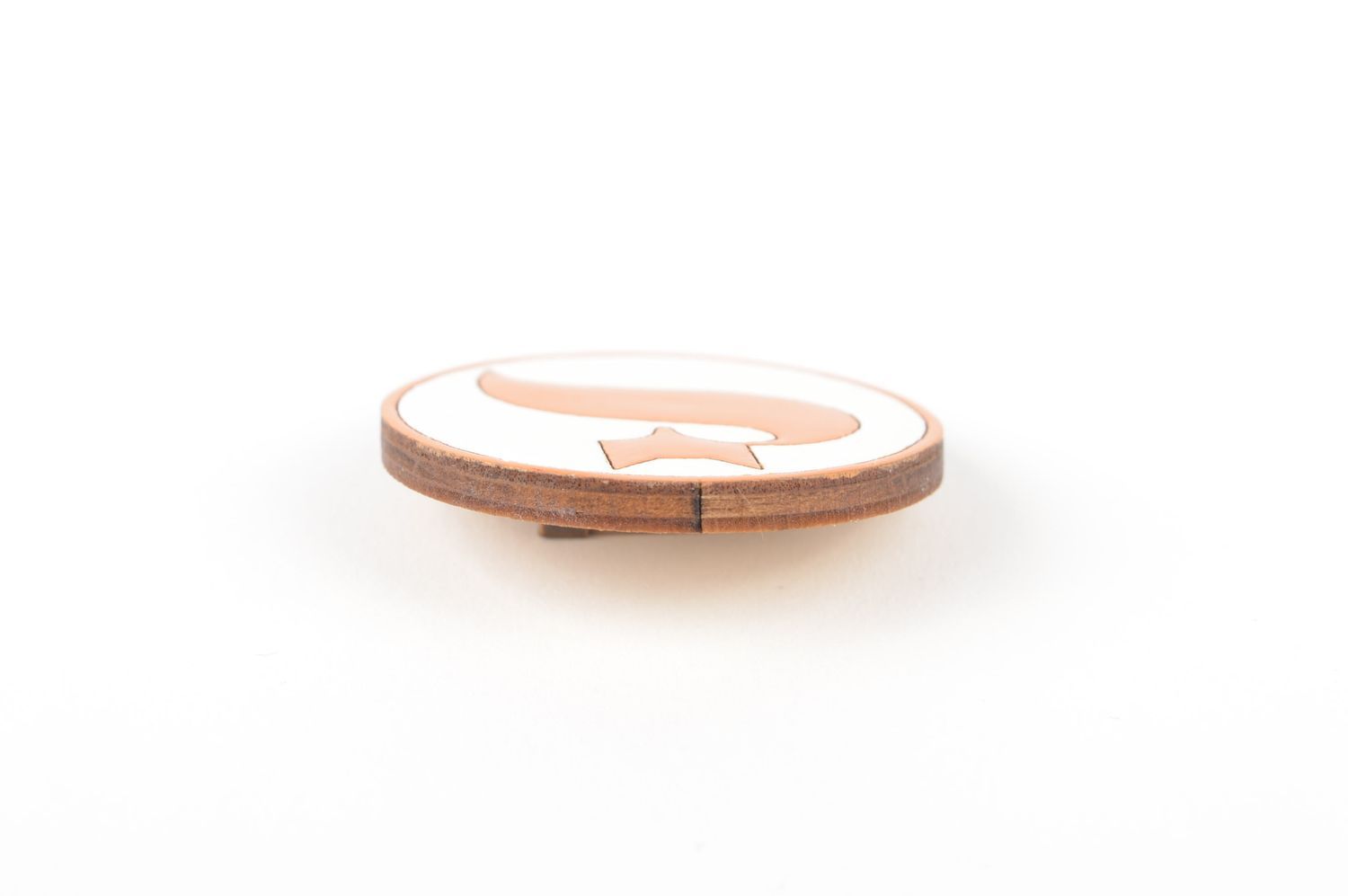Handmade designer wooden brooch stylish round brooch elegant jewelry gift photo 4