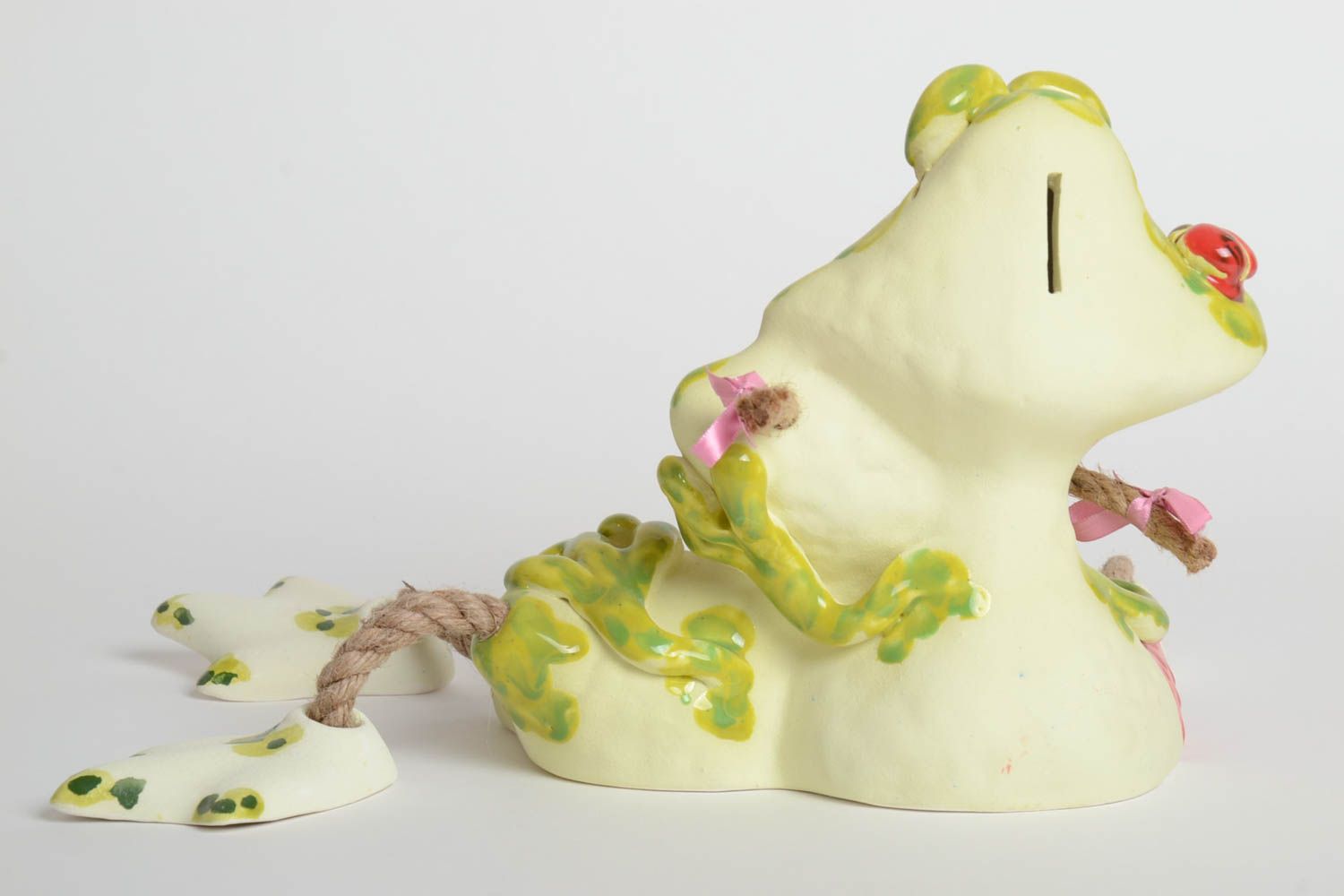 Handmade Keramik Spardose Frösche Geschenk für Kinder originell Haus Deko foto 5