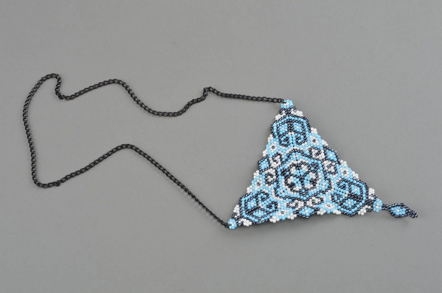 Handmade beaded pendant accessory with chain designer jewelry for women photo 2