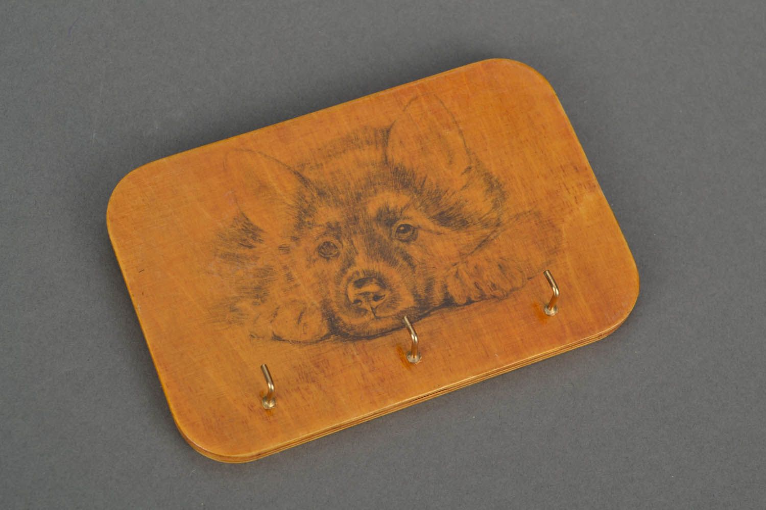 Wandhaken für Schlüssel aus Holz Hund foto 3