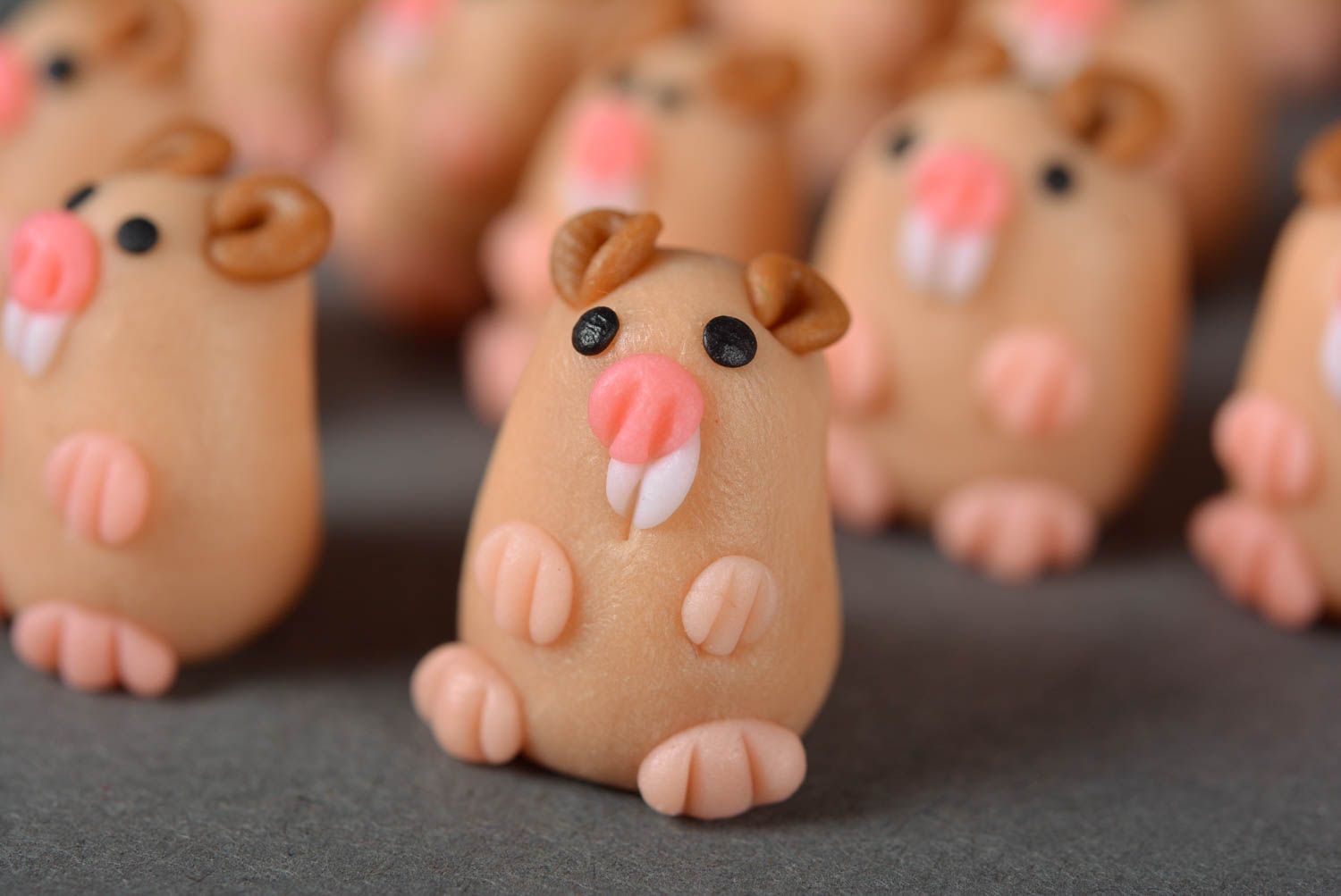 Handmade set of 20 rats figurines unique polymer clay toy interior decoration photo 2