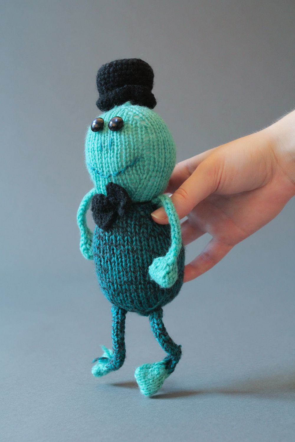 Rana a maglia fatta a mano pupazzo morbido da bambini giocattolo a uncinetto foto 4
