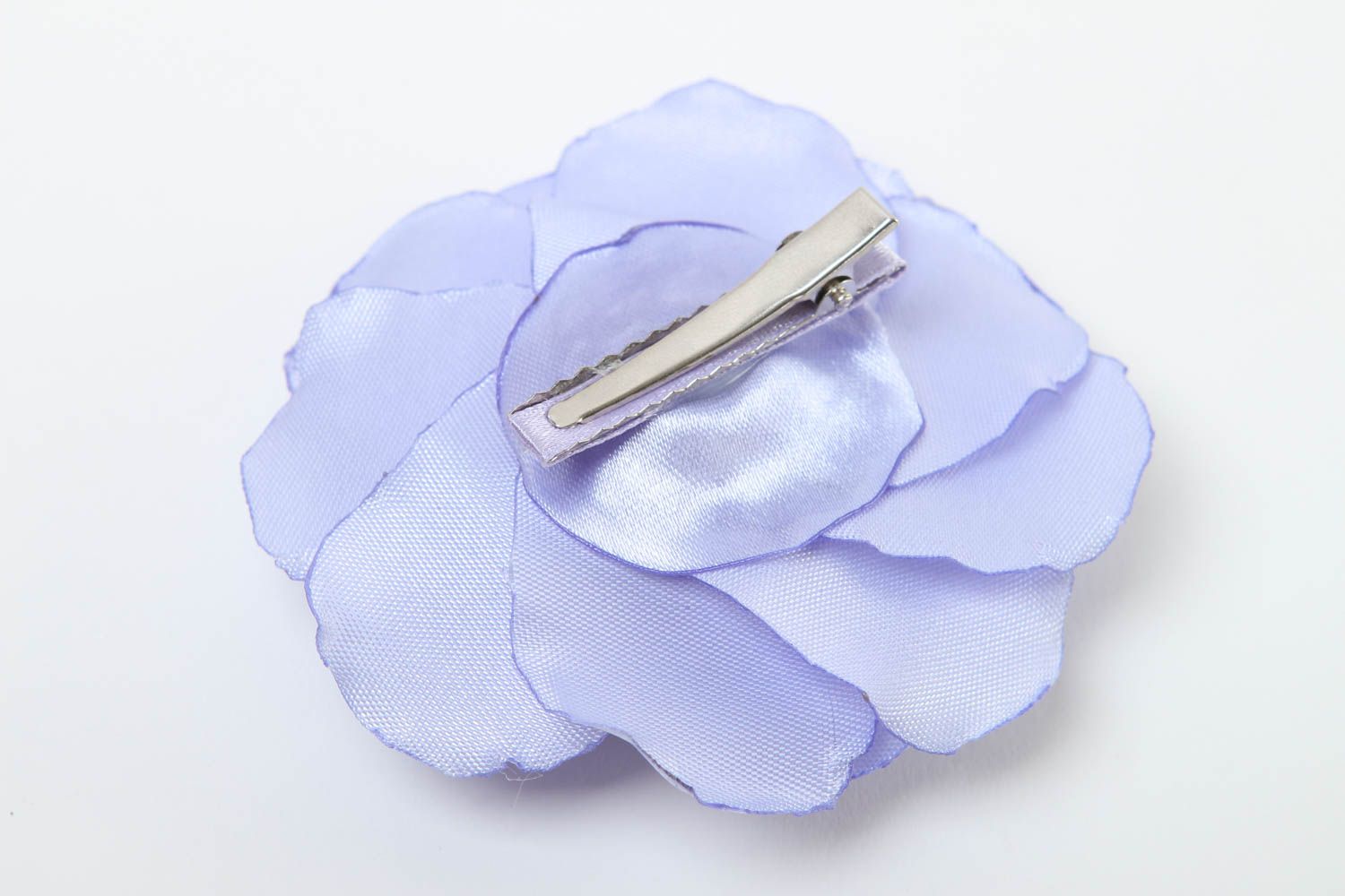 Украшение ручной работы аксессуар для волос сиреневая заколка цветок Роза фото 4