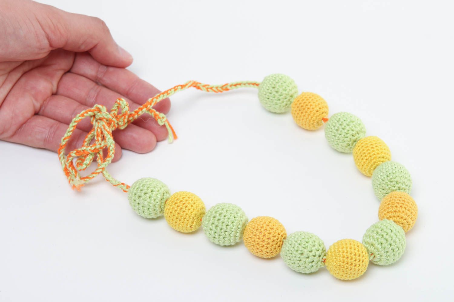 Handmade natural necklace crocheted nursing necklace designer accessory photo 5