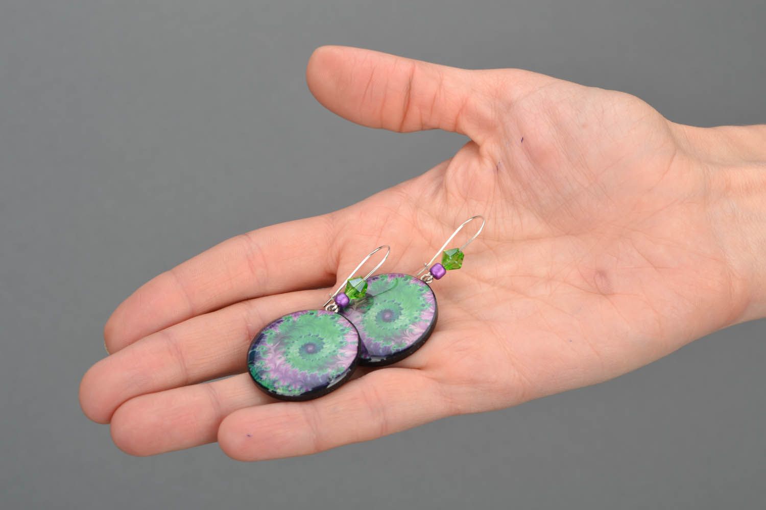 Round polymer clay earrings  photo 2