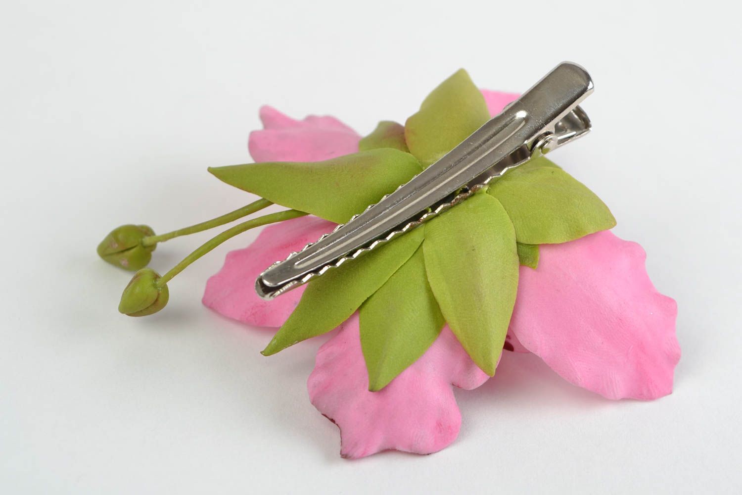 Beautiful design women's cold porcelain flower brooch hair clip hand made photo 5