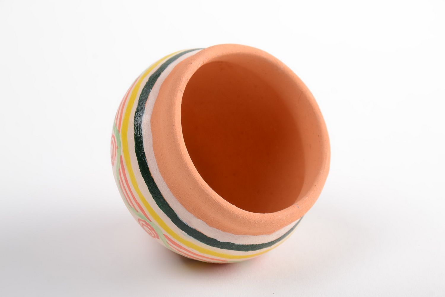 Декоративная глиняная вазочка с росписью акриловыми красками ручной работы фото 3