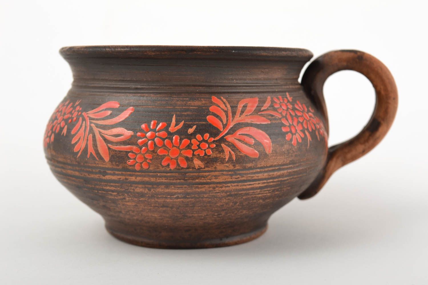 Keramik Handarbeit Tasse aus Keramik Ton Geschirr schöne Teetasse 300 ml bemalt foto 5