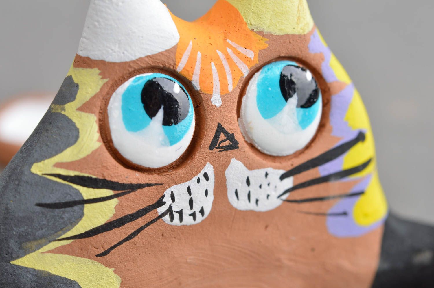 Figurine en céramique souvenir cadeau chat roux avec peinture faite main  photo 5