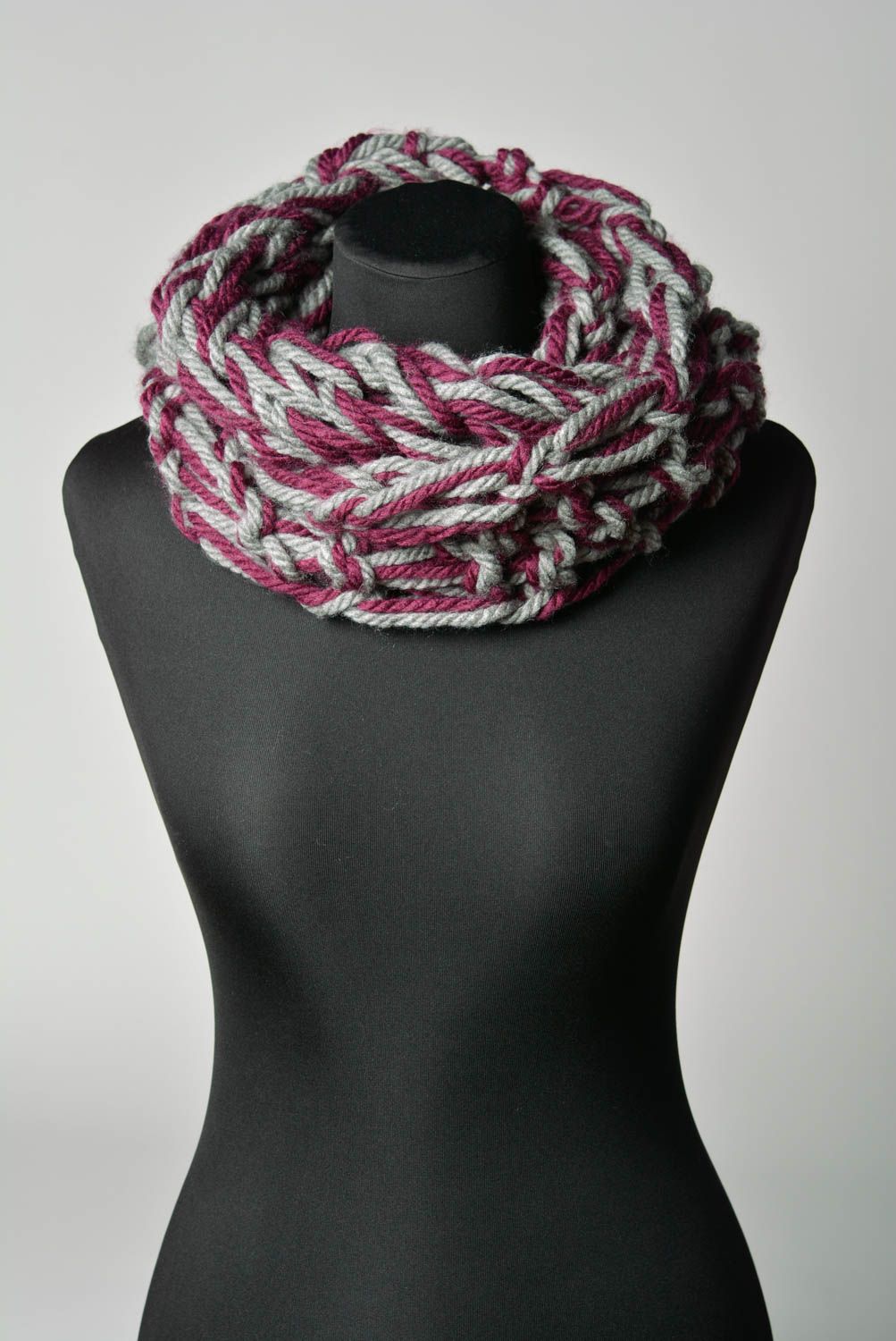 Longue écharpe tricotée au crochet chaude faite main acrylique originale snood photo 4