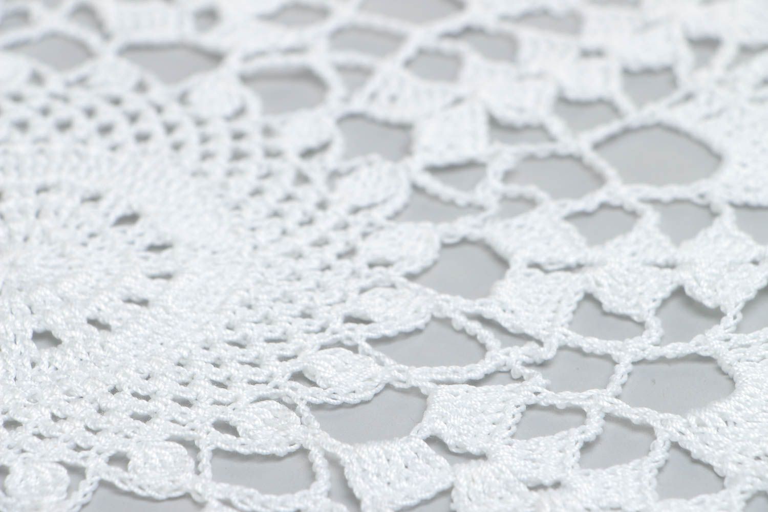Napperon blanc ajouré tricoté au crochet en fils de coton fait main rond photo 4