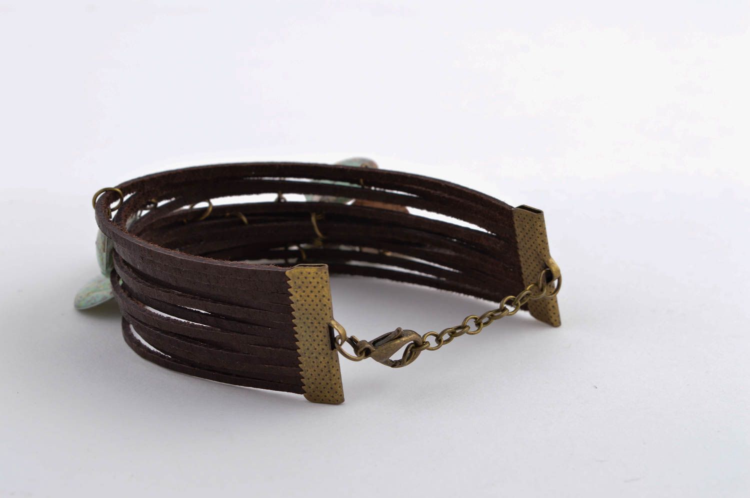 Handmade elegant leather bracelet unusual stylish bracelet cute wrist bracelet photo 4