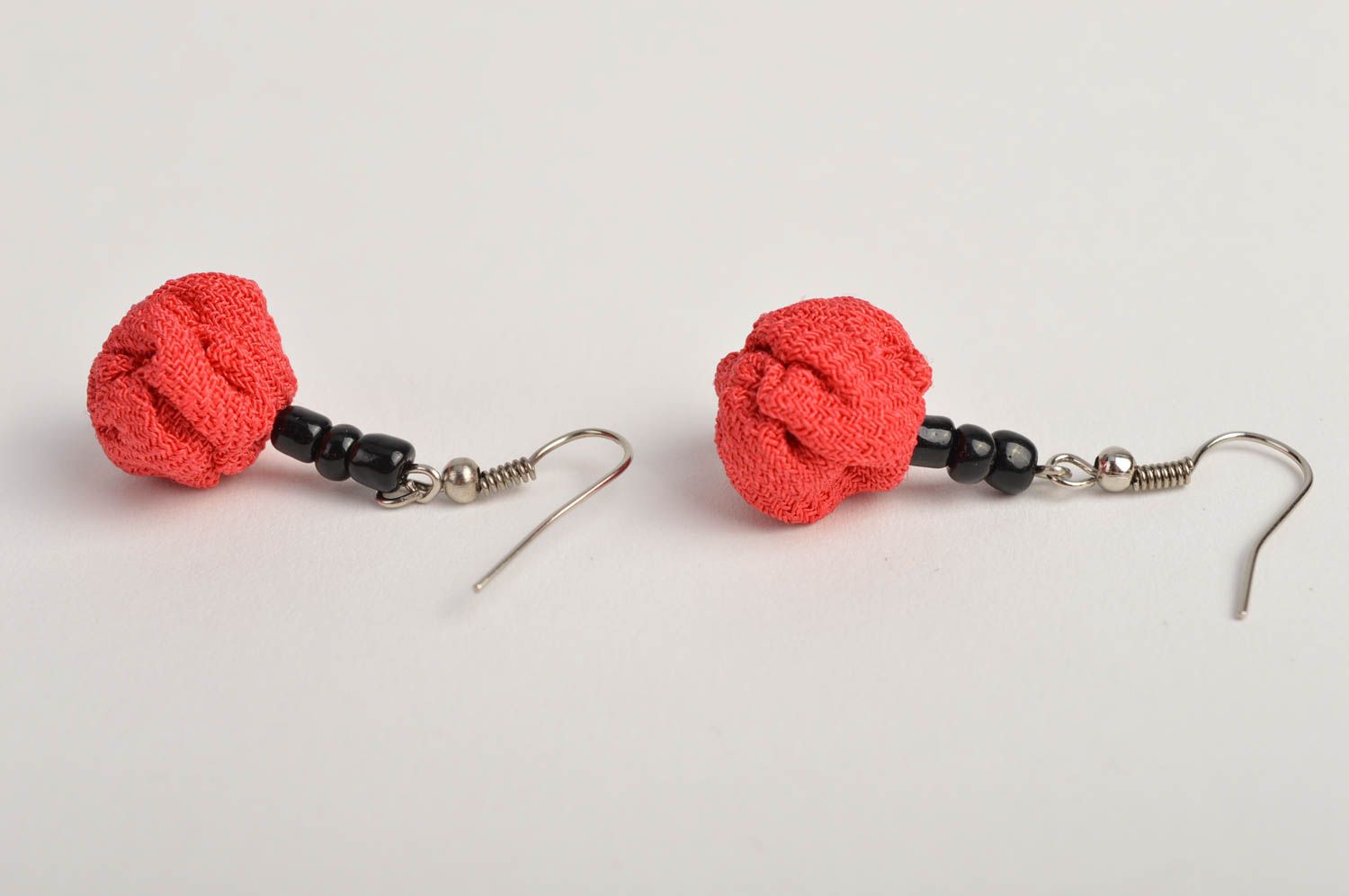 Handmade elegant earrings stylish beaded earrings textile cute accessory photo 3