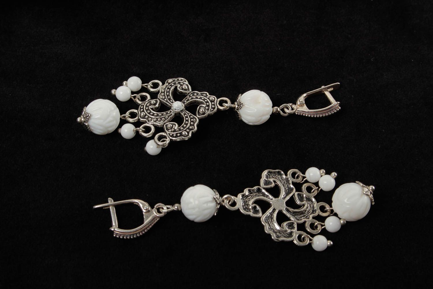 Silberne Ohrringe handgemachter Schmuck ausgefallener Ohrschmuck Damen Ohrringe foto 5