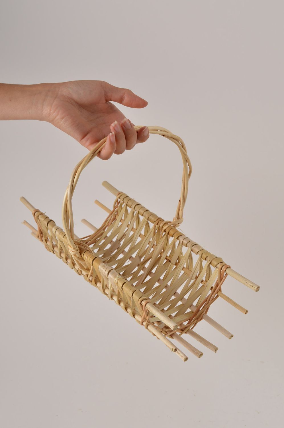 Handmade designer woven basket unusual present for woman interior element photo 2